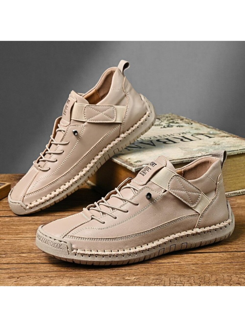 Women's Khaki Breathable Loafers Mid top Walking Flats Ankle Chukka Boots - Picture 4 of 7